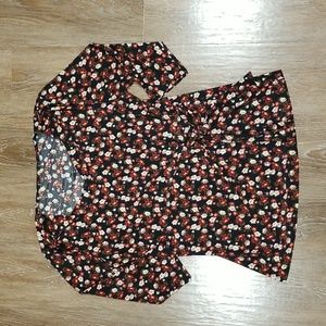 (L) Floral Casual Vacation Travel Flowy Beach Summer Cool Garden Party Granny